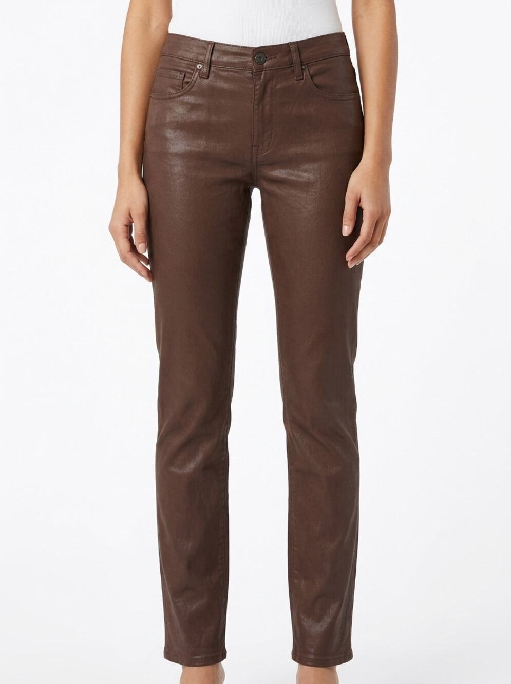 David Kahn Nikki Straight LEG Made in USA Brown Pants Women Size 25